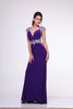 Beaded Cap Sleeve Jersey Pageant Gown