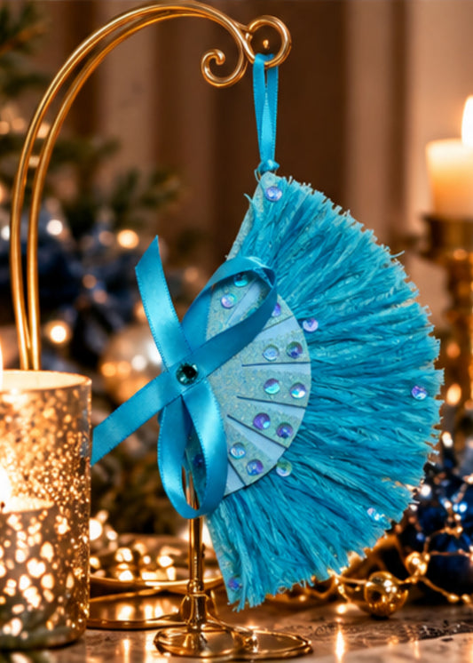 Blue "Sisters" Fan Christmas Ornament - Rosemary Clooney Museum