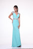 Beaded Cap Sleeve Jersey Pageant Gown
