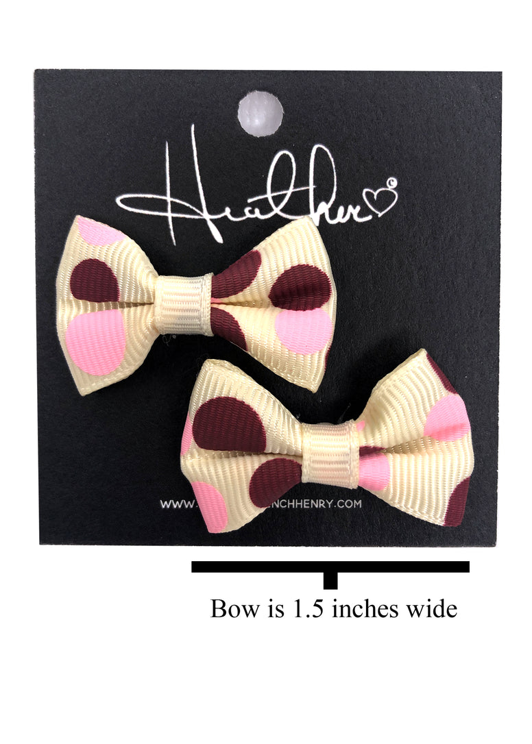 Beige & Burgundy Bow Tie Earrings