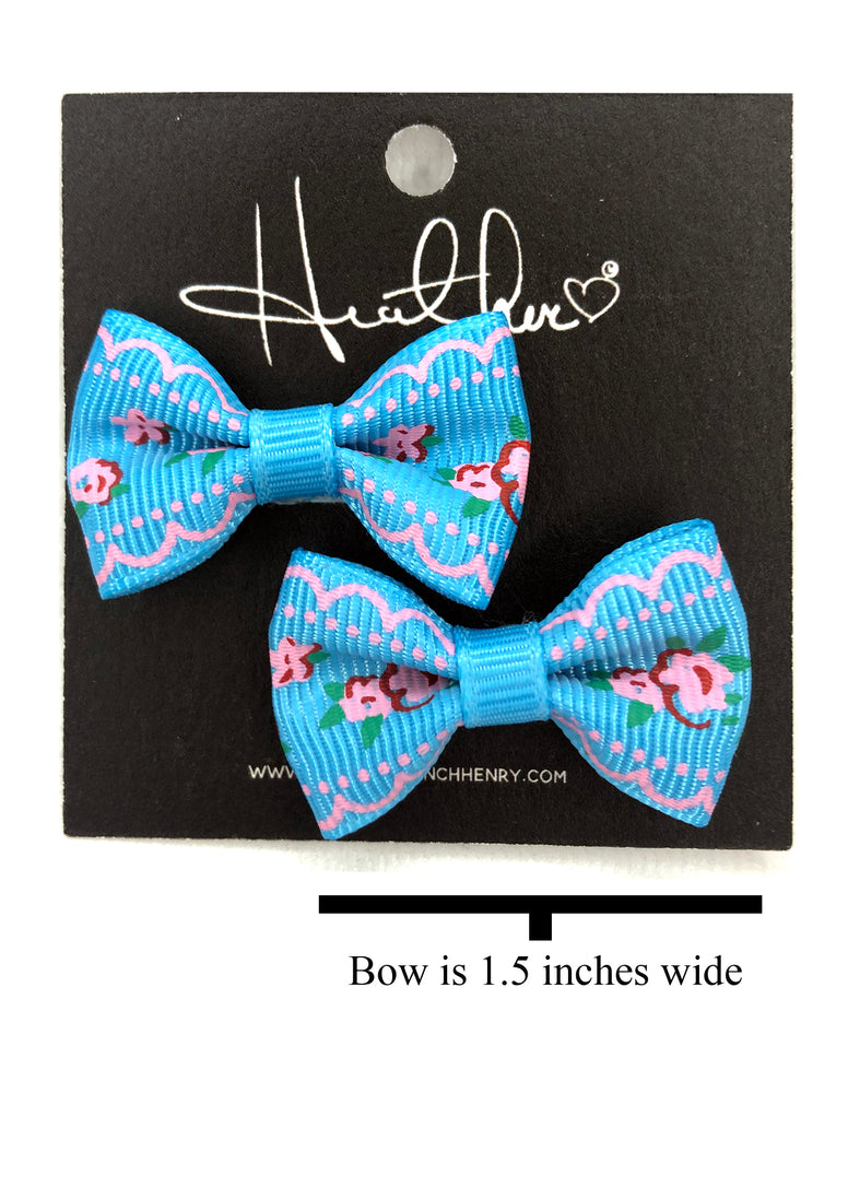Blue Rose Bow Tie Earrings