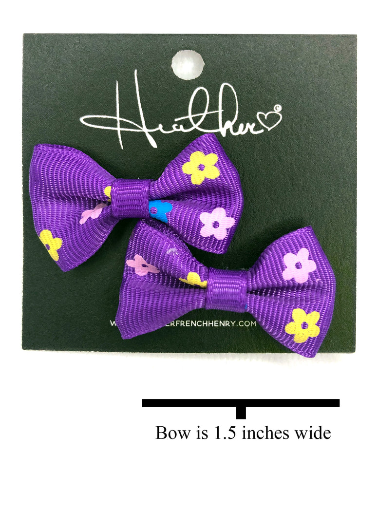 Deep Purple Floral Bow Tie Earrings