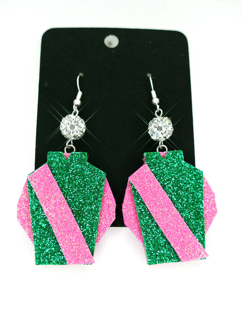 Jockey Silk Earrings - Green/Pink