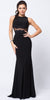 Sleeveless Lace Motif Fitted Jersey Long Formal Gown