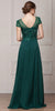 SHORT SLEEVES V-NECK SEQUINED BUST LONG FORMAL EVENING DRESS